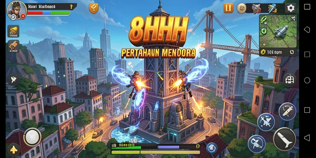 Tampilan gameplay seru dari 8HHH dalam Tower Defense.