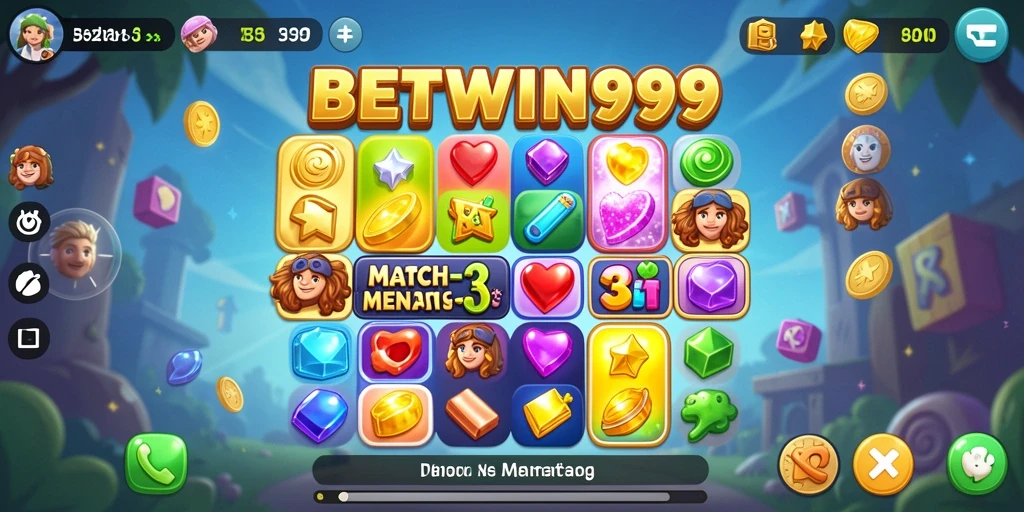 Tampilan gameplay yang seru dalam BETWIN999, dengan aksi Match-3 yang menarik.