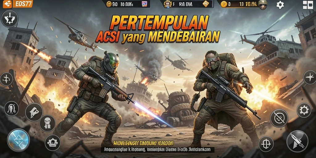 Tampilan gameplay EOS77 yang mendebarkan dan penuh aksi.