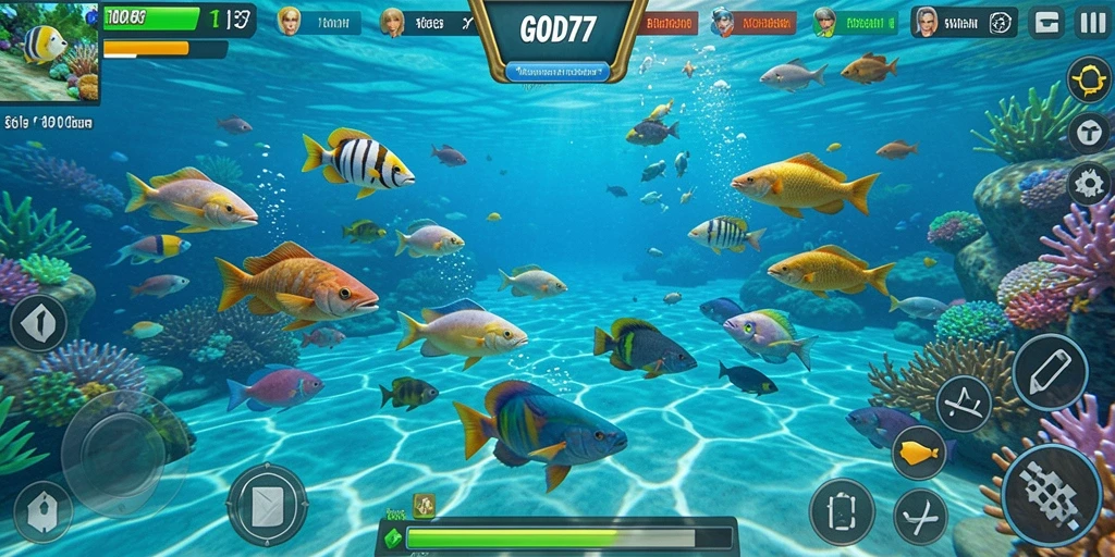 Tampilan gameplay memukau dengan aksi menembak ikan.