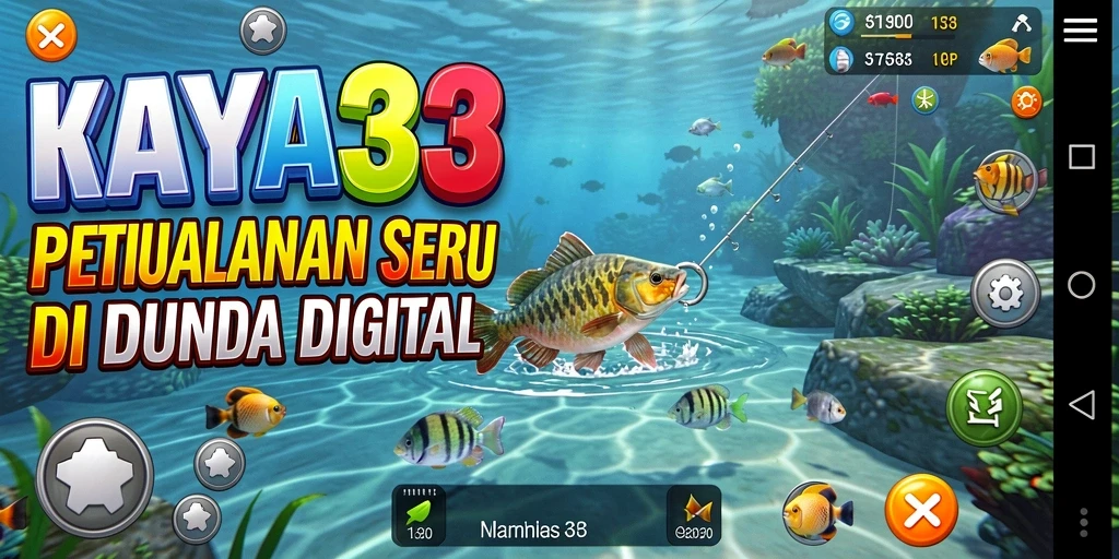 Tampilan gameplay menarik KAYA33 saat memancing di danau.