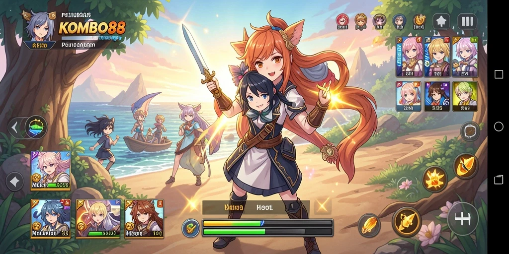 Tampilan gameplay menarik dengan karakter Anime yang beragam.