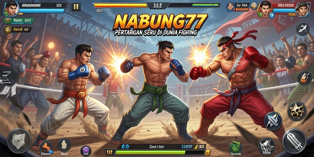 Screenshot gameplay NABUNG77 menampilkan aksi pertarungan yang intens.