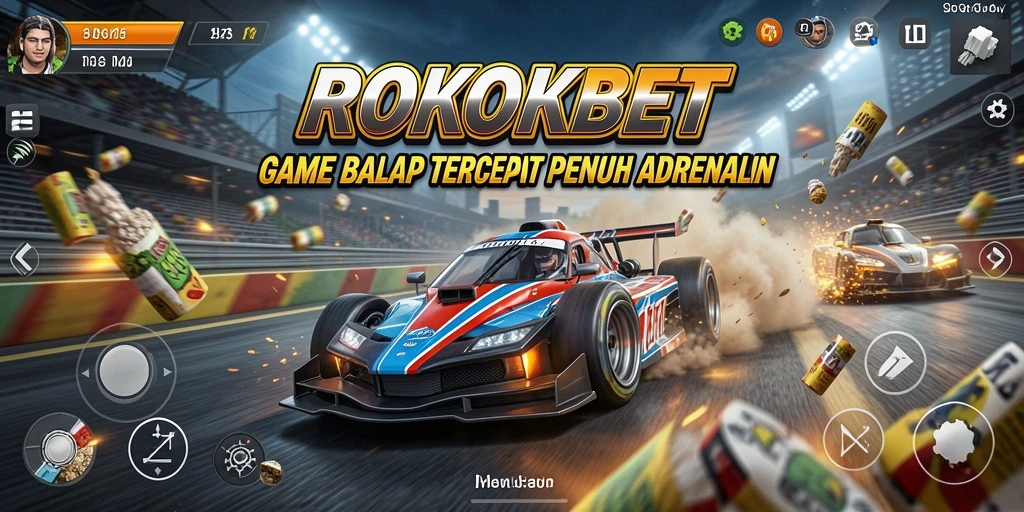 Gameplay ROKOKBET yang seru dan mendebarkan di trek balap.